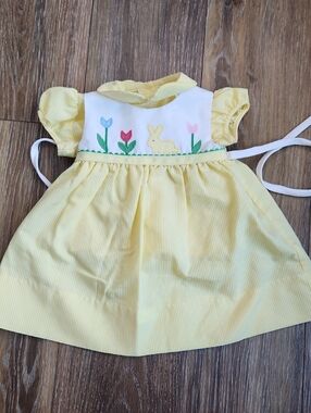 2 pc Vintage Yellow White Striped Bunny Flower Dress & Top Sylvia Whyte